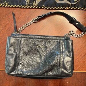 Cole Haan Black Purse Clutch Shoulder Leather gold hardware